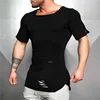 Muscleguys Brand 2022 New Fashion Solid Ripped T Shirt Mens Hip Hop Extend T Shirt Men Destroy Hole Cotton Fitness T shirt Homme ► Photo 3/6