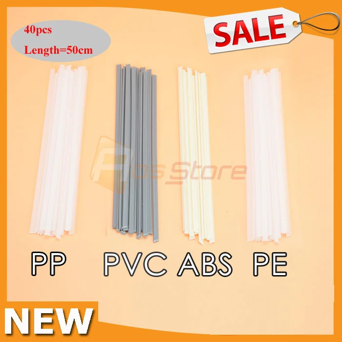 Качество смешанный 40 шт. 4 вида pp pe pvc ABS Пластик сварки Щупы для мангала Электроды
