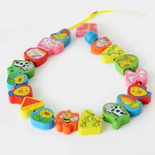 Free shipping Wooden Bead baby educational toys, cartoon animals matching pearl game, Children’s Jewelery Making Utilities