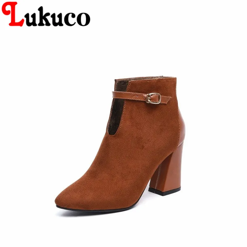 

2018 New fashion style Pointed Toe shoes size 34-47 Square heel Ankle Boots high quality low price super bargain women boots