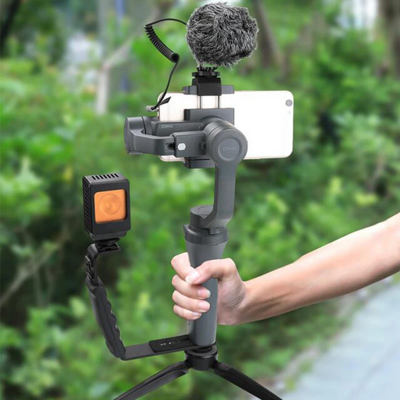 Smooth Q 4 Mic Stand L кронштейн для камеры ручка Zhiyun DJI Osmo LED Light Rode Videomicro с 2 креплениями