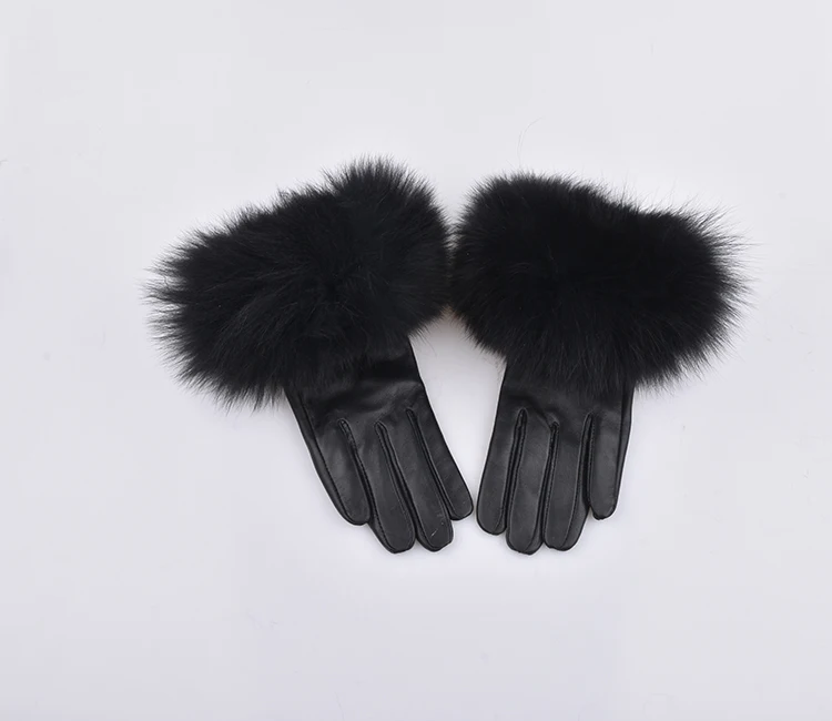 Оригинальные кожаные женские перчатки утолщение женские кожаные перчатки для полушубок с лисьим мехом теплые перчатки