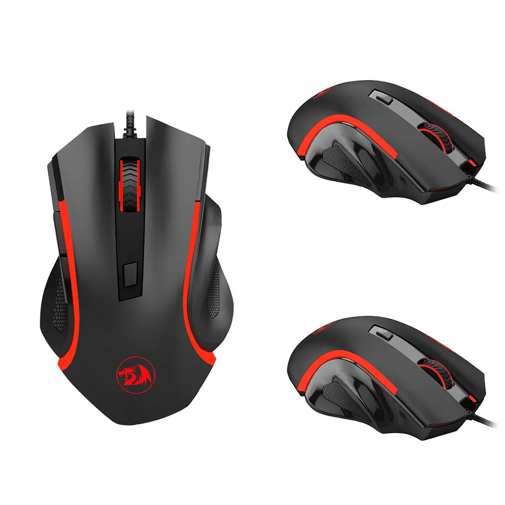 Redragon 6 кнопок USB игровая мышь Эргономичный дизайн настольные компьютерные аксессуары мыши подходят для всех видов ладоней людей - Цвет: black