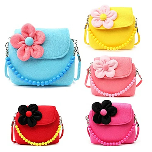 

2017 New Arrival Hot Sell Lovely Children Kid Girls Princess Messenger Shoulder Bag Flower Beads Chain Handbag Birthday Gift