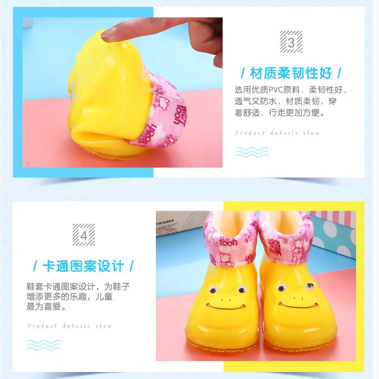 Детские непромокаемые сапоги с милым рисунком для мальчиков и девочек, нескользящая детская обувь, водонепроницаемая обувь для детей, резиновая обувь, размер 24-30