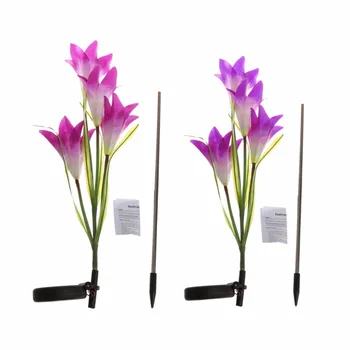 

HNGCHOIGE White Light 4 LED Waterproof Solar Powered Light Lily Flower Garden Lamp Yard Decor Purple/Red Flower