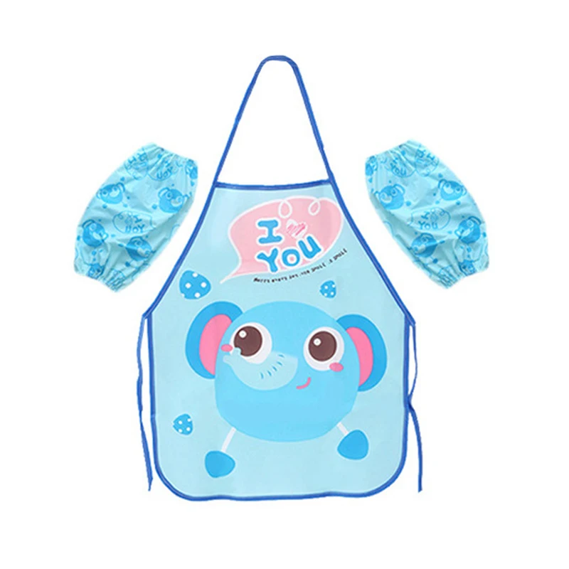 

Cute Cartoon Waterproof Children's Apron Multi-Purpose Creative Kitchen Cleaning Cuff Set Home Daily Necessities