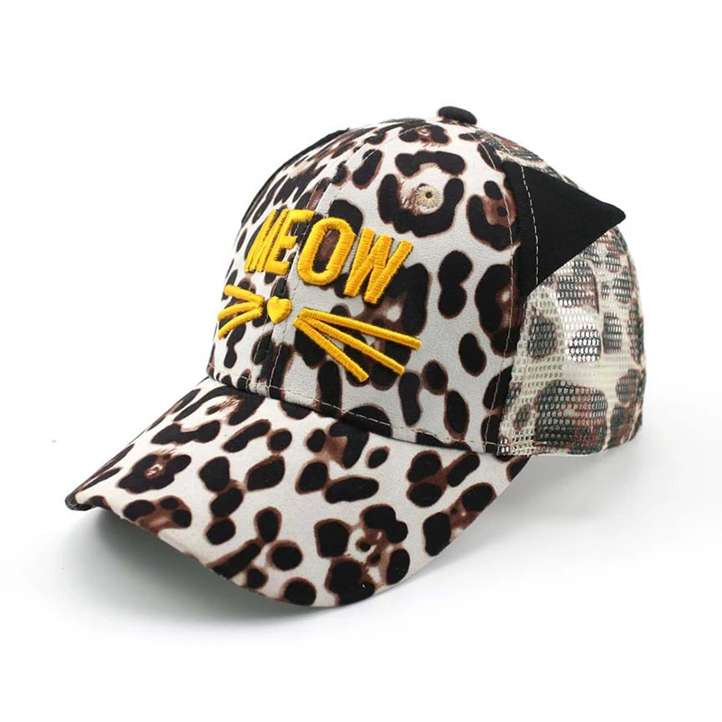 

Girl Baseball Cap Kid Snapback Cat Animal Leopard Summer Sun Mesh Hip Hop Hat Cartoon Adjustable Breathable Outdoor Accessory