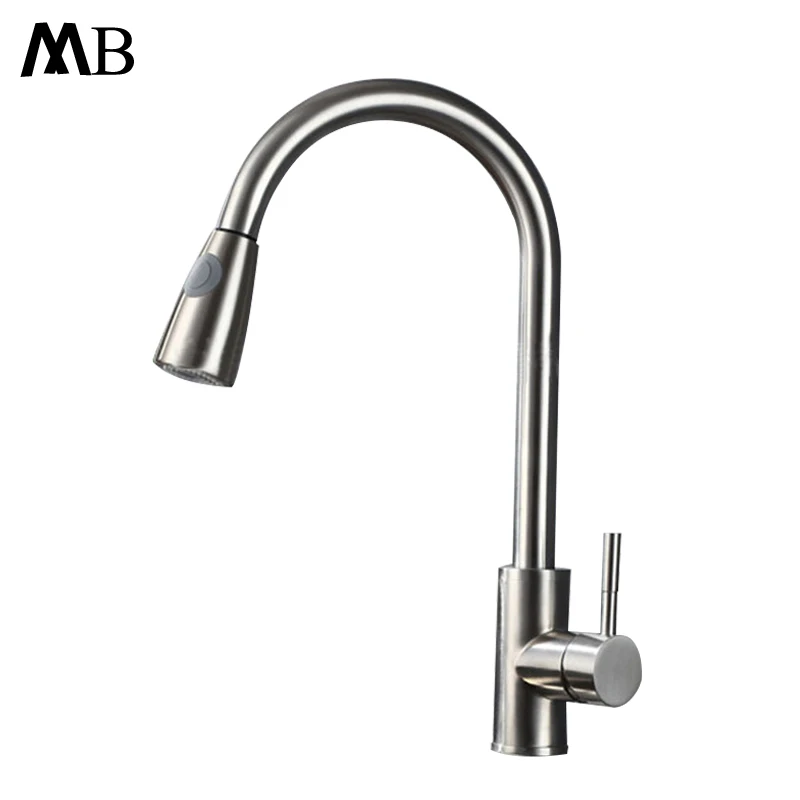 

Single Handle Kitchen Faucet Mixer Pull Out Kitchen Tap Brushed Single Hole Water Tap Cold Hot Water Mixer 304 Stainless Steel