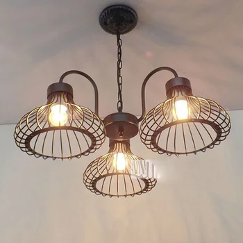 

HAIXIANG Vintage Industrial Pendant Drop Lights Loft Cafe Restaurant Iron Diamond Shape Lamps Chandelier Lighting E27 Blub
