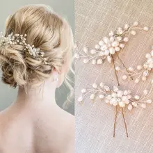 1 шт., элегантные свадебные заколки для волос, украшенные кристаллами и жемчугом, украшенные цветами, ручная работа, аксессуары для волос