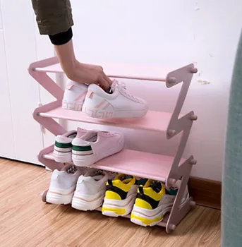 

Simple Stainless Steel Assembled Shoe Rack Save Space Slippers High Heels Home Dormitory Foldable Multi-Layer Storage
