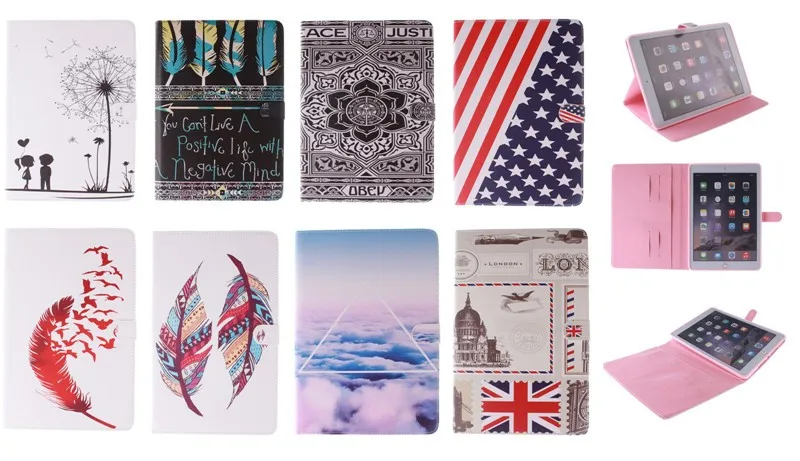 Luxury 2 Leavies PU Leather Stand Flip Case for Samsung Galaxy Tab S2 9.7 Case T810 T815 Wallet  Case Tablet Cover Back Silicon (66)