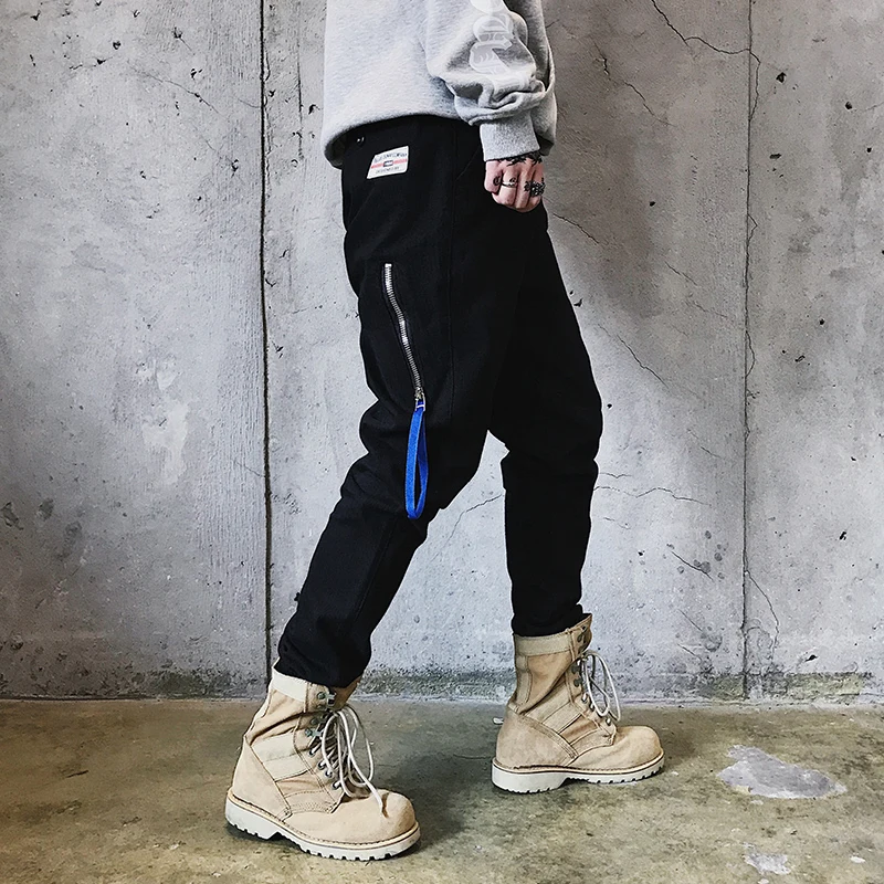 Japan original trend side zipper pocket streamer decoration casual