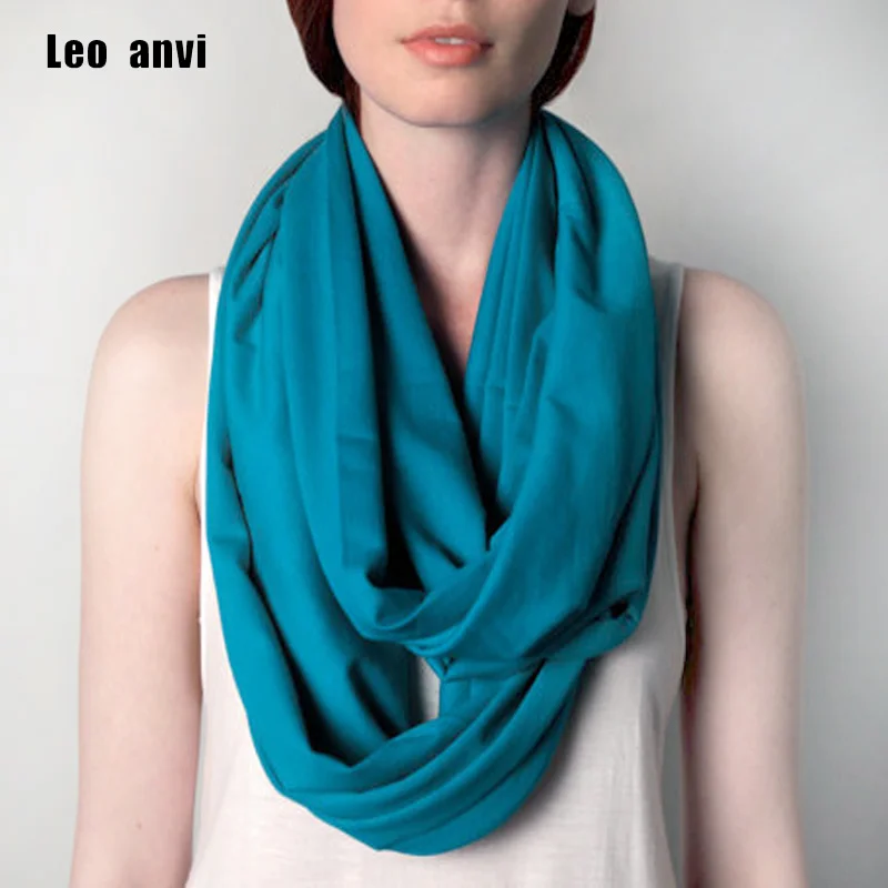 

Leo anvi new men and women winter infinity scarf Fluorescent color cotton knitted fabric lady hijab shawls and wraps