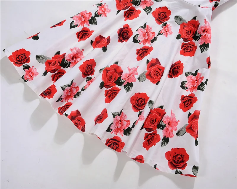 Kostlish Print Summer Dress Women 2017 Sleeveless Big Swing Belt Tunic Vintage Dress Elegant Rockabilly Party Dresses Sundress (70)