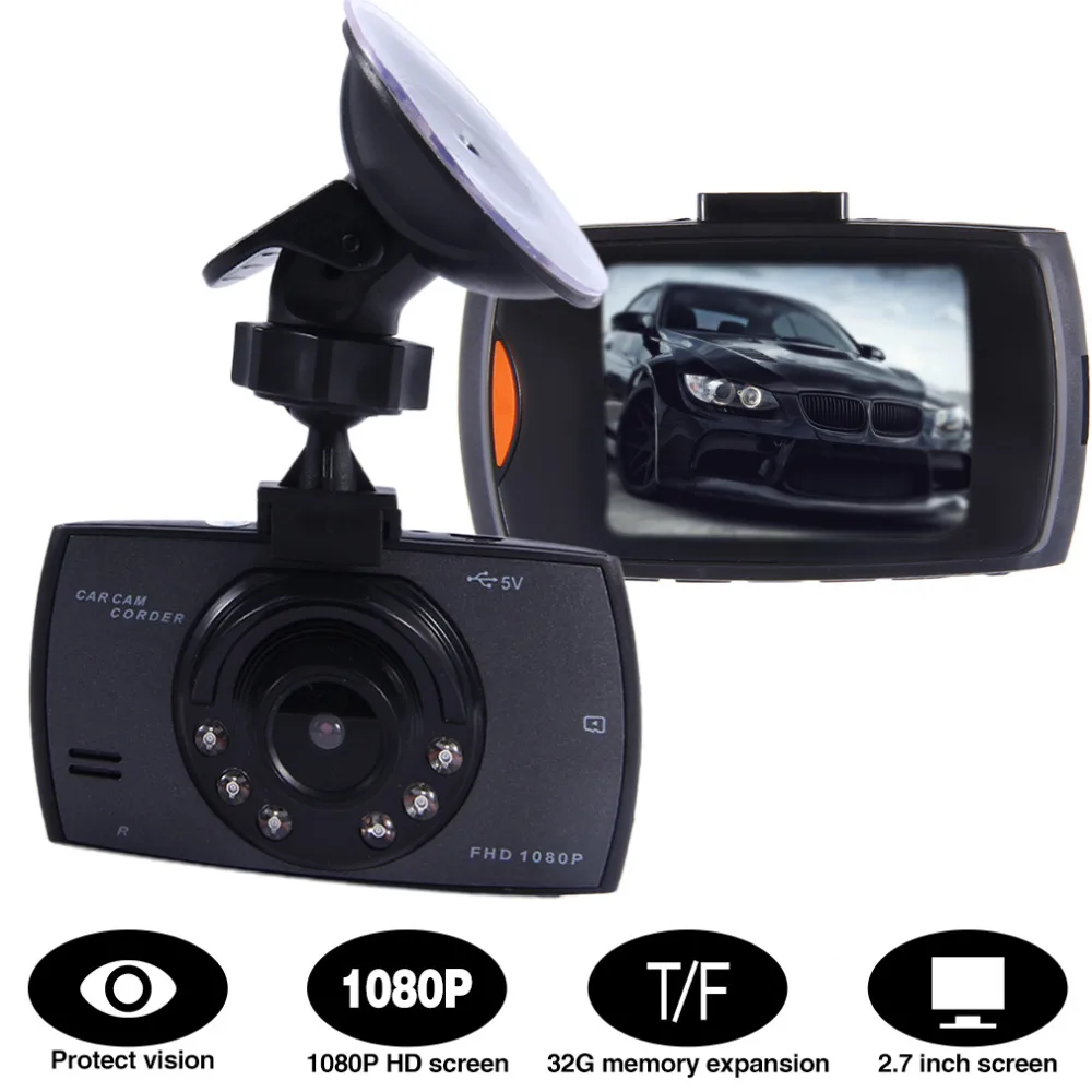 2,4 дюймовый полноцветный ЖК-экран HD 1080P Автомобильный видеорегистратор ночное видение камера с тахографом g-сенсор функция