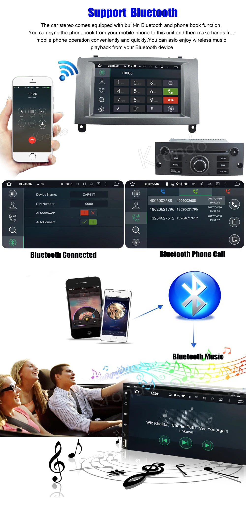 Excellent Krando Android 8.0 car dvd player multimedia for peugeot 407 2004-2010 radio gps navigation system WIFI 3G Playstore AC 5
