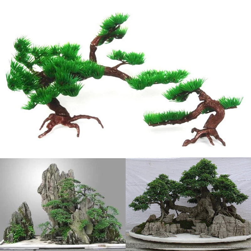 

NuoNuoWell 10x Artificial Pine Tree Aquarium Decorations DIY Restaurant landscaping Christmas Decor Bonsai Mini Tree Plant Green