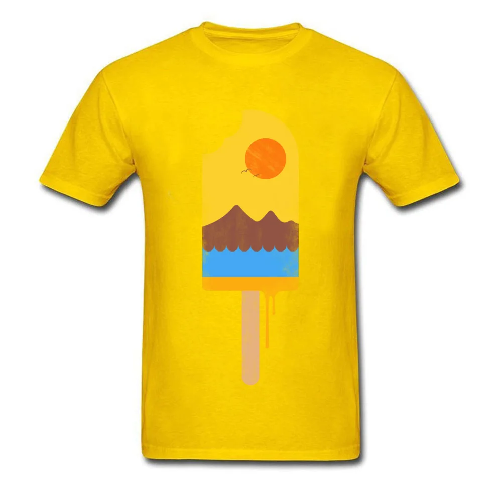 Summer Natural Ice Cream Short Sleeve Tops Shirts Father Day O Neck Pure Cotton Men T-Shirt Street Clothing Shirt Prevailing Summer Natural Ice Cream yellow