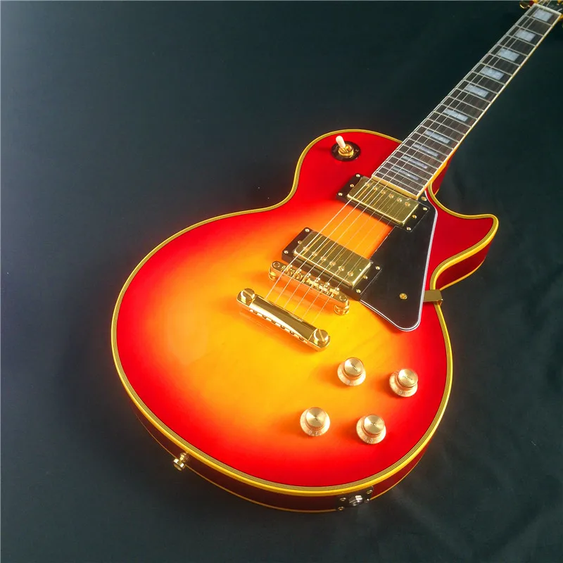 

Hot sales right handed electric guitar with gold pickups and yellow binding for beginner