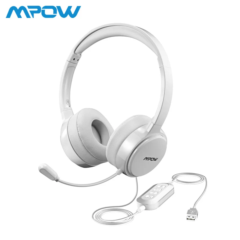 Pаспродажа Mpow BH125 USB 3,5 мм разъем проводные наушники с микрофоном для Mac Skype колл центр ПК ноутбук планшет телефоны с картой шумоподавления