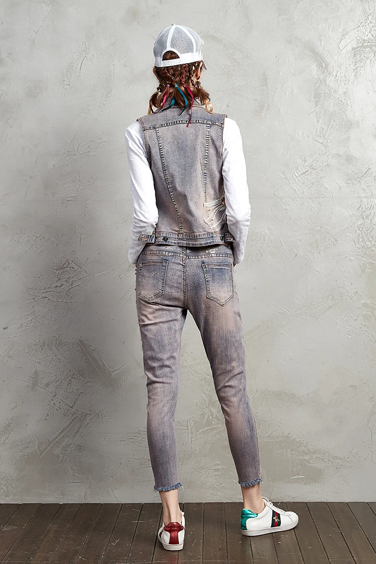 Модные женские рваные джинсовые брюки с аппликацией s, женские модные ковбойские узкие джинсы на молнии с дырками wq1755