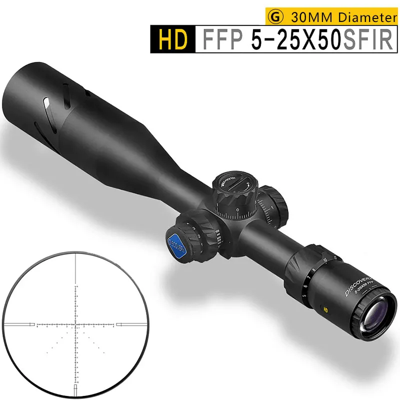 

Discovery HD 5-25X50 FFP First Focal Plane Reticle Riflescope Long Range Tactical Hunting Optics Scope Glass Etched Reticle