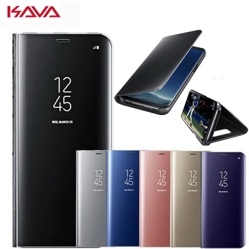 

For Samsung Galaxy S9 S8 Plus S6 S7 Edge Note 8 Smart Clear Mirror View Case For Samsung A3 A5 A7 J3 J5 J7 2017 Flip Stand Cover
