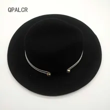 QPALCR Высококачественная шерстяная фетровая шляпа с металлической пряжкой и широкими полями, черные джазовые шапки для мужчин и женщин, шерстяная фетровая шляпа, Классическая модная кепка