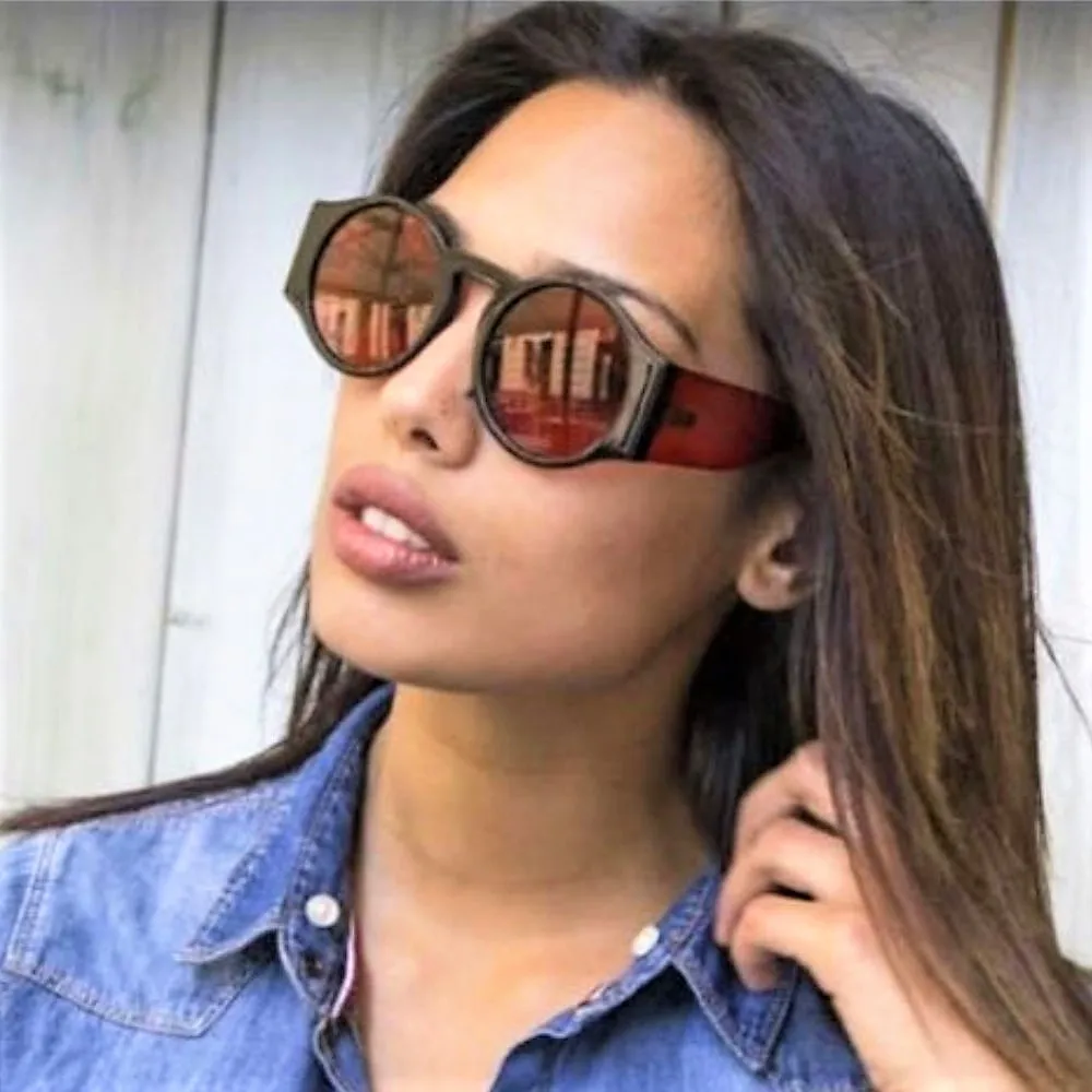 

CCSPACE 6 Colors Retro Round Sunglasses Sexy Shades Men Women Transparent Mirror Leg Brand Glasses Designer Fashion Female 45383