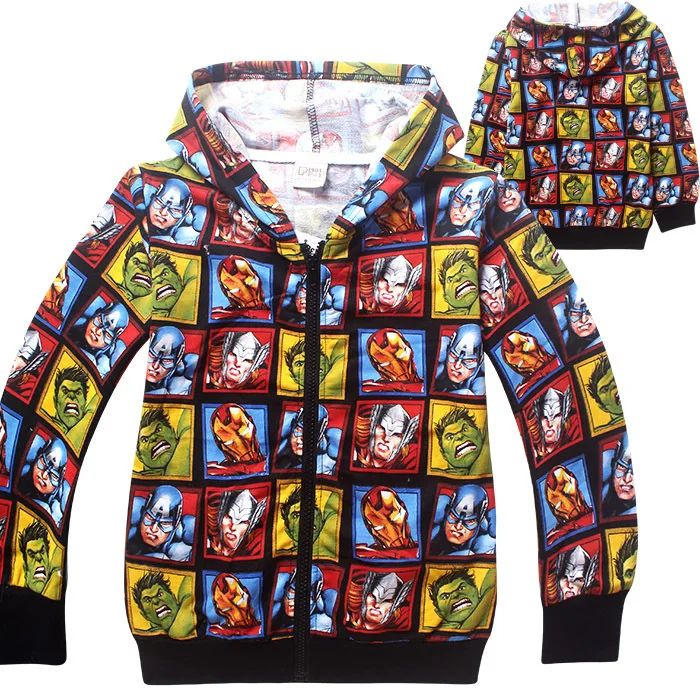 2016 New Super Hero Boys Hoodies Avengers Sweatshirts Kids Cartoon Hooded Jacket Children’s Outwear Baby Clothing