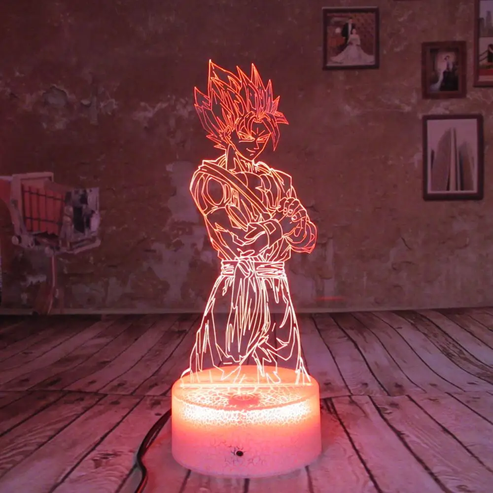 Dragon Ball Z Super Saiyan God Goku экшн фигурки 3D настольная лампа 7 цветов меняющая