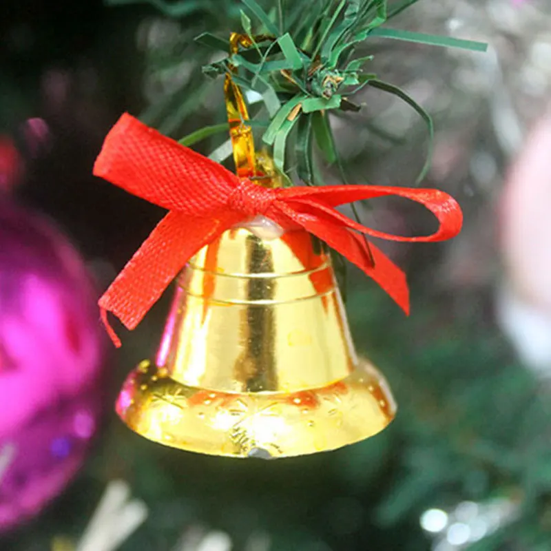 18 pcs/lot Golden bell Christmas decorations products Holiday party Christmas tree hang New Year ...
