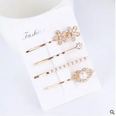

4pcs=1 set Diamond hair clip simple rhinestone hair clip bang clip