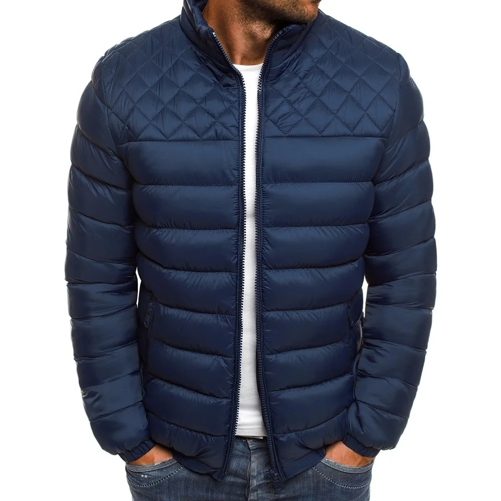ZOGAA мужское зимнее пальто мужская одежда пузырчатое Пальто Повседневная Уличная 4 цвета на молнии стоячая куртка-пуховик плюс размер 3XL Парка мужская - Цвет: Тёмно-синий