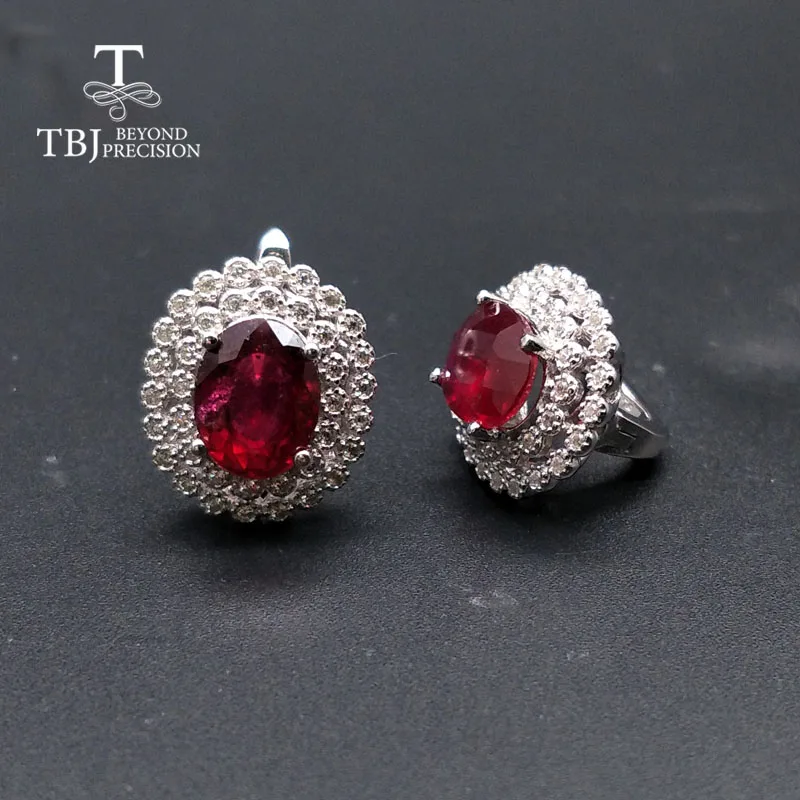 TBJ,925 sterling silver natural good color ruby classic clasp earrings anniversary best gift for mother or wife fine jewelry