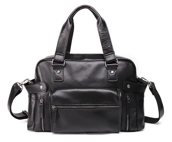 Деловые мужские портфели для мужчин, сумка-мессенджер из натуральной кожи, мужские сумки на плечо, кожаные 14 дюймовые мужские портфели для ноутбуков - Цвет: black