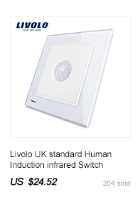 Livolo UK standard 4 банда настенный светильник сенсорный выключатель, interupter AC 220-250 V, белый/черный/золотой стеклянная панель, VL-C304-61/62/63