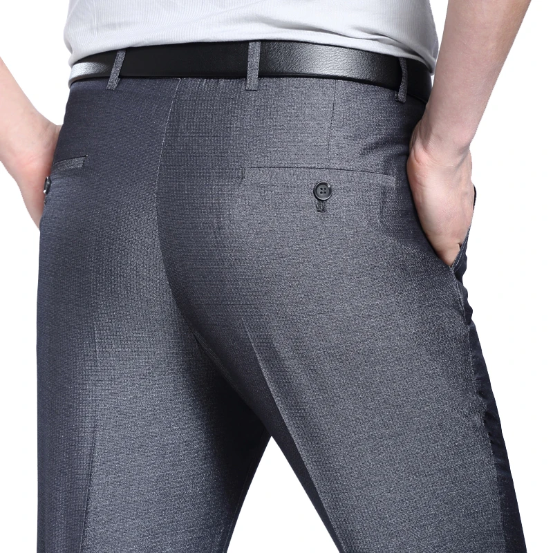 

Mu Yuan Yang 2018 Men Summer Silk Long Pants Anti-wrinkle Free Ironing Straight Work Pants Thin Suit Pants For Male Clothing