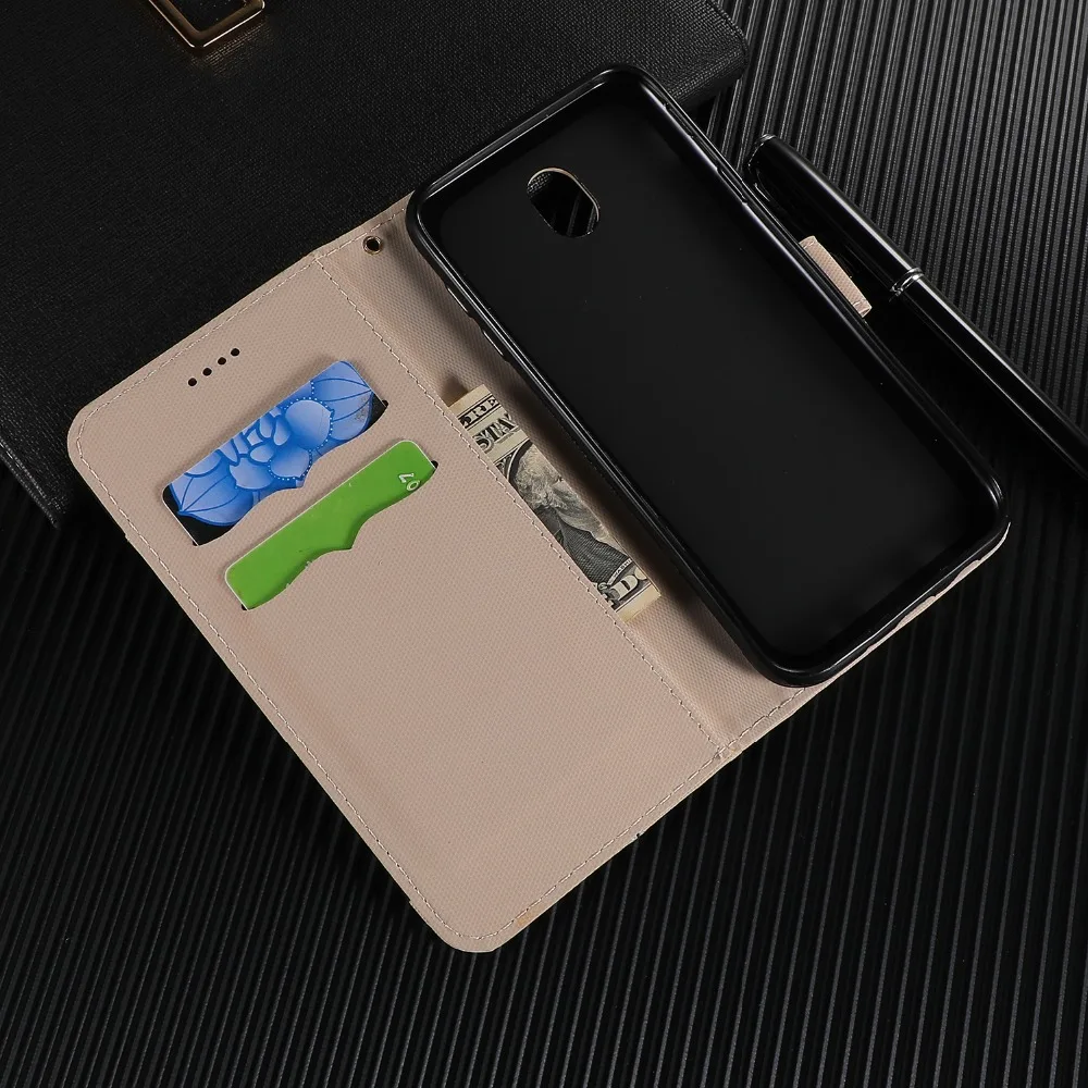 Для Samsung Galaxy J3, J5, J7 года J4 J6 Plus Note 9 Вышитый Чехол для карт кошелек кожаный чехол подставка чехол для мобильного телефона сумка