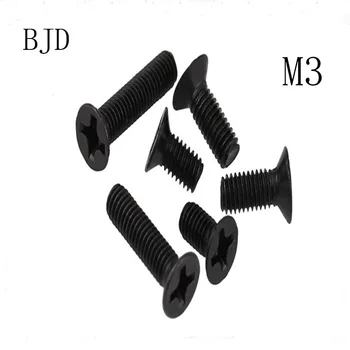 

50pcs M3*6/8/10/12/15/20mm black nylon plastic insulated cross groove flat head screw suitable cross flat nylon screws