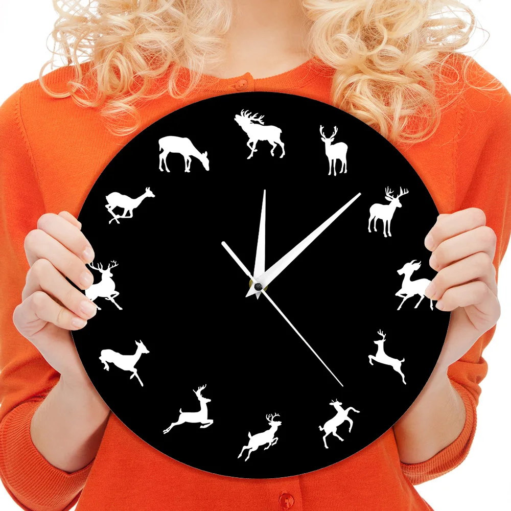1Piece Woodland Wildlife Animals Wall Clock Modern Design Moose