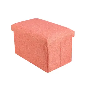 

Foldable Storage Ottoman with Top Folding Toy Chest Storage Box Linen Fabric Ottomans Bench Foot Rest for Bedroom Living Room