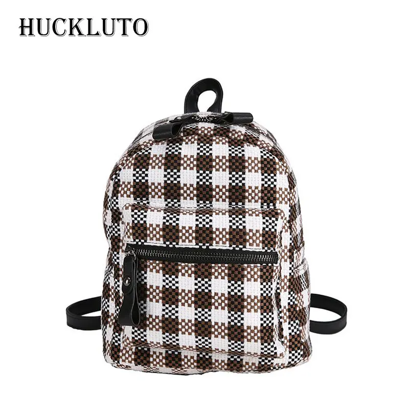 

HuckLuto Brand 2019 New Promotion Sale Korean Style Fashion Casual Plaid Mini Youth Shoulder Backpack Leather Women's Backpack