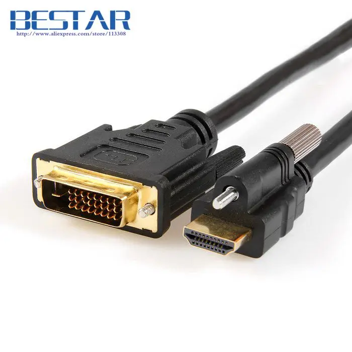 HDMI HDTV 1.4 Male to DVI Male Audio Video Cable with Lock Screws Panel Mount Type 1m 1.5m 3ft