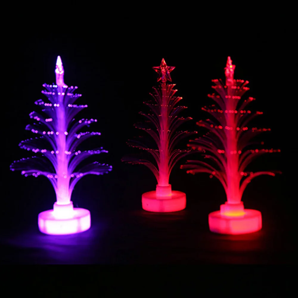 Christmas Tree Ice Crystal Colorful LED Desk Decor Table 7 Color Xmas Lamp Light Night Colorful Christmas Tree Home Decorations