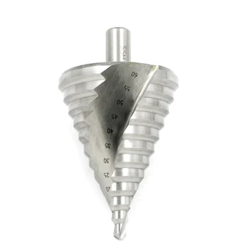 

6-60mm Step Drill Bit 12 Steps Bit Shank 13mm Spiral Groove Step Drill Hole Cutter 12 Steps:6,10,15,20,25,30,35,40,45,50,55,60mm
