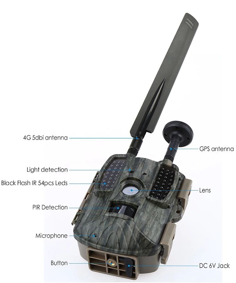 4G FDD-LTE GPS Hunting Trail Camera Sending Original 5MP Pictures & 30s 1080P HD Video Via SMTP and FTP with APP Waterproof IP66_F13