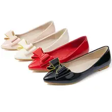 Женские балетки на плоской подошве; лоферы из лакированной кожи с бантом; удобная обувь для вождения; большие размеры 43; Модные женские Мягкие Водонепроницаемые Мокасины